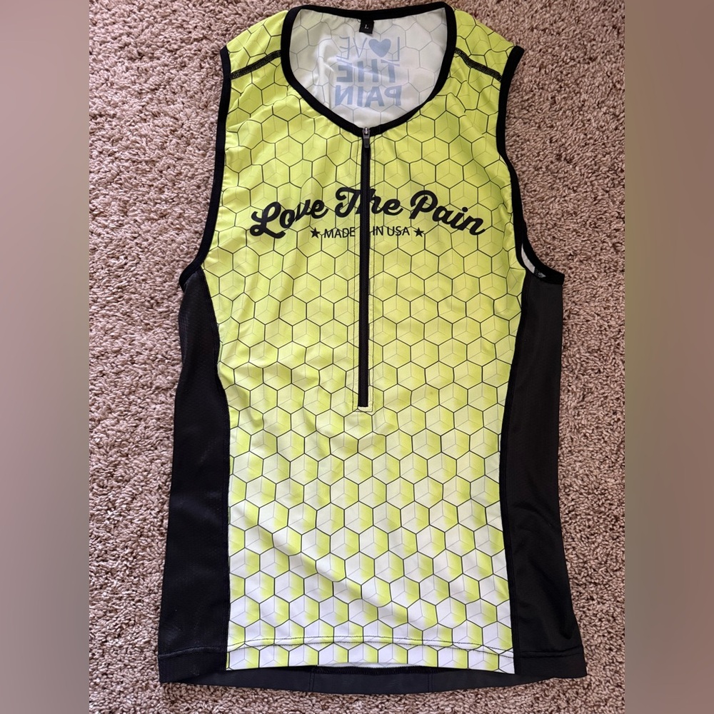 Men’s Love The Pain Sleeveless Cycling Triathlon Tank Large